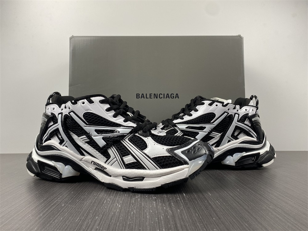 Balenciaga Runner Sneakers in Black and White Polyurethane