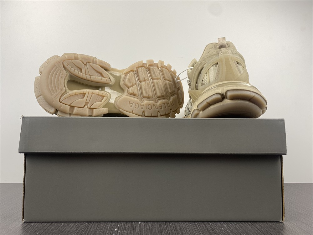 Balenciaga White/Beige Leather And Mesh Track 2 Chunky Sneakers