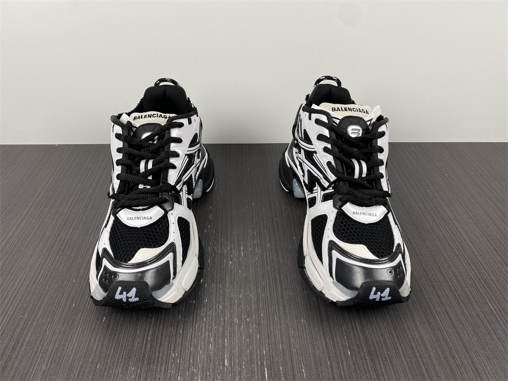 Balenciaga Runner Sneakers in Black and White Polyurethane
